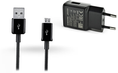 Samsung gyári USB hálózati töltő adapter + micro USB adatkábel - 5V/2A - EP-TA200EBE + ECB-DU5ABE black (ECO csomaglás)