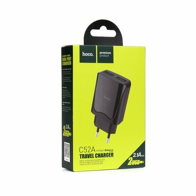 HOCO travel charger 2x USB C52A 2,1A black