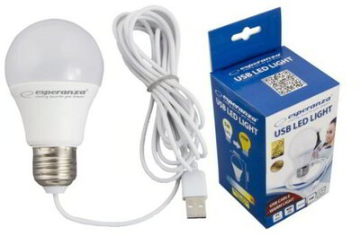 Esperanza ELL170 USB LED izzó 5W(20W) 460lm meleg fehér fényű, 2.5m kábel BOX 100DB
