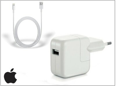 Apple iPhone 5/5S/5C/SE/iPad 4/Mini/Air USB hálózati töltő adapter + lightning adatkábel - 5V/2,1A - MB051ZM/A + MD818ZM/A (ECO csomagolás)