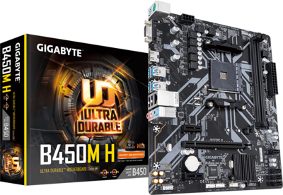 Gigabyte B450M H sAM4 2xDDR4 3600(O.C), 1xPCI-E 16x, 4xSATA3, M.2, 2xUSB2.0, 5xUSB3.1 alaplap