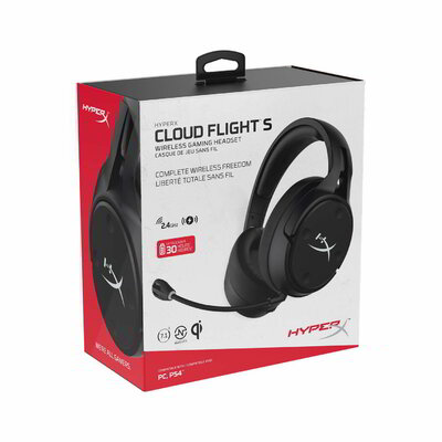 Kingston HyperX Cloud Flight S Qi töltős vezeték nélküli fekete gamer headset