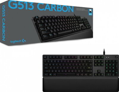 Logitech G513 Carbon RGB Mechanical Gaming Keyboard, GX Blue (Clicky) - CARBON - US INT'L - USB - INTNL - G513 CLICKY