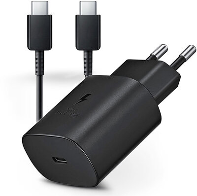 Samsung gyári Type-C hálózati töltő adapter + Type-C adat- és töltőkábel - 5V/3A - EP-TA800EBE PD3.0 + EP-DG977BBE - black (ECO csomaglás)