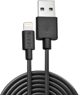 LINDY Kábel Lightning - USB, fekete, 1m