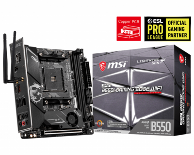 MSI B550 sAM4 MPG B550I GAMING EDGE WIFI 2xDDR4 4xSATA3 1yM.2 1xPCI-E 2.5Gbit LAN WiFi6 AX +BT5.1 mini-ITX