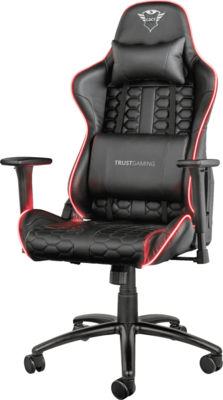 Trust Gamer szék - GXT 717 Rayza RGB (fekete; RGB led, állítható dőlés/magasság; kartámasz; PU+szövet; max.150kg-ig)