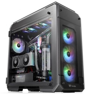 Thermaltake View 71 TG ARGB/Black/Win/SPCC/Tempered Glass*4/Color Box/3 x 140mm Addressable RGB Fans/Power Cover