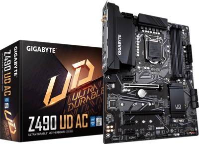 Gigabyte Z490 s1200 Z490 UD AC 4xDDR4 6xSATA3 2xM.2 5xPCI-E Gbit LAN WiFi5 AC BT5 ATX