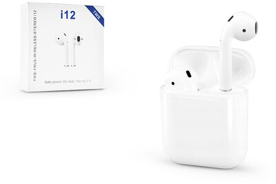 TWS Bluetooth sztereó headset v5.0 + töltőtok - TWS i12 True Wireless Earphones - white
