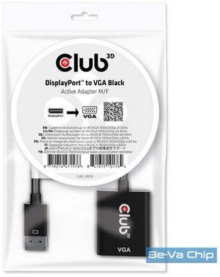 CLUB3D Displayport - D-Sub fekete aktív adapter