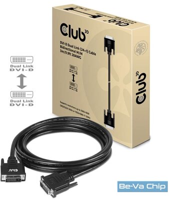 CLUB3D DVI-D Dual Link - DVI-D Dual Link 3m kétirányú kábel