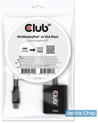 CLUB3D Mini Displayport - D-Sub fekete aktív adapter