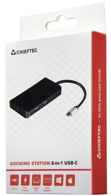 CHIEFTEC 8-in-1 USB-C Docking Station aluminium / plastic