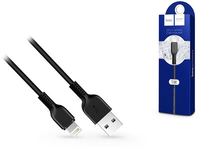 Apple iPhone Lightning USB töltő- és adatkábel 1 m-es vezetékkel - HOCO X20 Lightning Cable - 2.4A - black