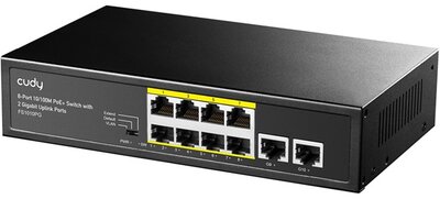 CUDY Switch 8x100Mbps (8xPOE+) + 2x1000Mbps Uplink, Fémházas Asztali, FS1010PG