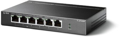 TP-LINK Switch 6x100Mbps (4xPOE+), Fémházas Asztali, TL-SF1006P