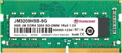 Transcend 8GB 3200MHz DDR4 JM SO-DIMM 1Rx8 1.2V - JM3200HSB-8G