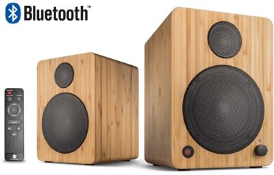 WaveMaster Hangszóró 2.0 - CUBE MINI NEO Bamboo (36W RMS, Bluetooth, 3,5mm jack, RCA, Toslink, Távírányító, Bambusz)