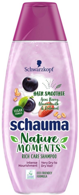 Schwarzkopf Schauma Nature Moments haj smoothie gazdag ápoló sampon acai bogyó, mandulatejjel és zabbal 400 ml