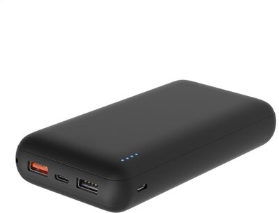 PLATINET Power Bank, 20000 mAh polimer, PD3.0, QC3.0, 18W, Type-C 2-IN 3-OUT fekete, + Type-C kábel