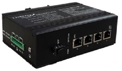 LinkEasy ipari switch,1xGE SFP+4x10/100/1000BaseTX, duál DC10~58V bemenet, DIN s