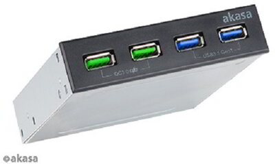 Akasa - 3,5" - előlapi panel - 2 x USB3.1 + 1 x USB3.0 + USB Type-C - AK-ICR-34