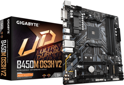 Gigabyte B450 sAM4 B450M DS3H 4xDDR4 4xSATA3 1xM.2 3xPCI-E Gbit LAN mATX