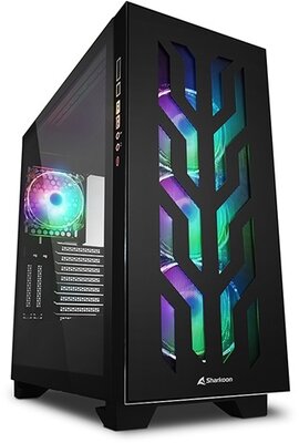 Sharkoon Számítógépház - CA300T Black (fekete; ablakos; alsó táp; EATX; 7x120mm LED; 2xUSB2.0; 1xUSB3.2; I/O)