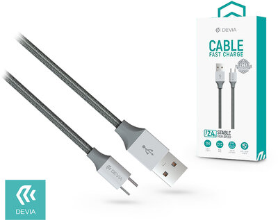 USB - USB Type-C adat- és töltőkábel 1 m-es vezetékkel - Devia Gracious USB Type-C Cable Fast Charge - 5V/2.4A - silver