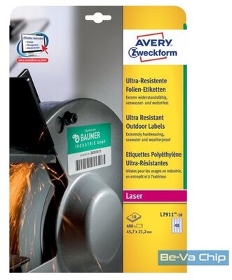 Avery L7911-10 45,7x21,1mm ultra ellenálló 480db-os etikett