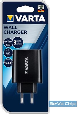 VARTA univerzális 2x USB, Type C, 5,4 A fekete hálózati töltő