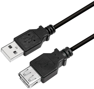 Logilink USB 2.0 Cable, AM to AF, black, 5m