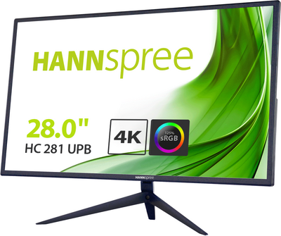 HannSpree 28" HC281UPB 3840*2160 16:9 60Hz 5ms 1000:1 350cd speaker USB HDMI 2xDP fekete