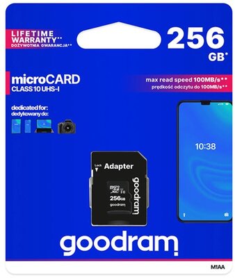 GOODRAM Memóriakártya SDXC 256GB CL10 UHS-I + adapter