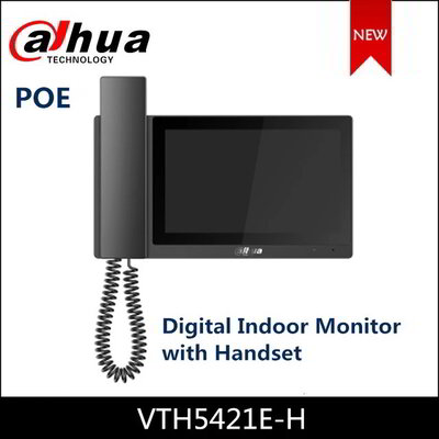 Dahua IP video kaputelefon - VTH5421E-H (beltéri egység, 7" touch screen, riasztó 6 be/1ki, RS485, SD, I/O, PoE, fekete)