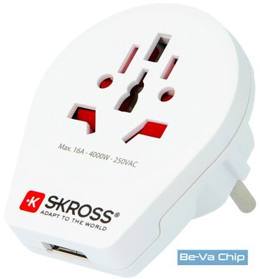 Skross SKR-WORLDTOEUUSB (World To EU) földelt USB csatlakozó