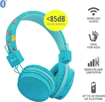 TRUST Bluetooth fejhallgató gyerekeknek 23607, Comi Bluetooth Wireless Kids Headphones - blue