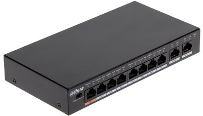 Dahua PFS3010-8GT-96 1x 10/100/1000(HighPoE/PoE+/PoE)+7x 10/100/1000(PoE+/PoE)+2x gigabit uplink, 96W PoE switch
