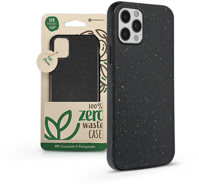 Apple iPhone 12/12 Pro hátlap környezetbarát, 100%-ban biológiailag lebomló anyagból - Forcell Bio Zero Waste Case - fekete