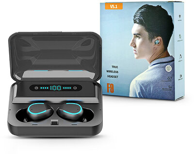 Extreme TWS Bluetooth sztereó headset v5.1 + töltőtok - Extreme F9-5 True Wireless Headset with Charging Case - fekete