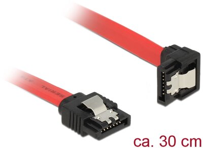 Delock 6 Gb/s sebességet biztosító SATA-kábel egyenes csatlakozódugóval > lefelé néző SATA-csatlakoz