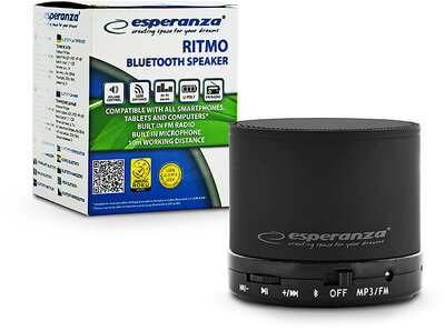 Esparanza Bluetooth mini hangszóró - Esparanza Ritmo EP115K  Bluetooth Wireless Speaker - fekete