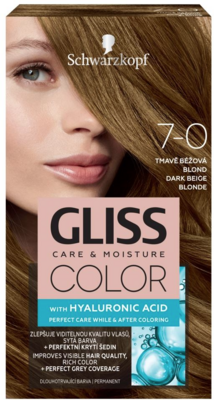 Schwarzkopf Gliss Color tartós hajfesték 7-0 sötét bézsszőke