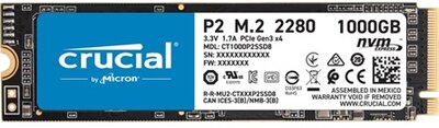 Crucial 1TB P2 M.2 NVMe PCIe x4 (3.0) SSD read: 2400MB/s write: 1800MB/s - CT1000P2SSD8