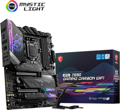 MSI Z590 s1200 MPG Z590 GAMING CARBON WIFI 4xDDR4 6xSATA3 3xM.2 5xPCI-E 2.5Gbit LAN WiFi 6E AX210 +BT5.2 ATX