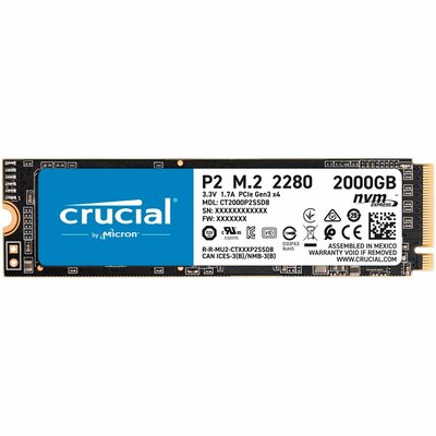 Crucial 2TB P2 M.2 NVMe PCIe x4 (3.0) SSD read:2400MB/s write:1900MB/s - CT2000P2SSD8