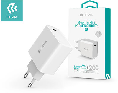 Devia hálózati töltő adapter Type-C bemenettel - 20W - Devia Smart Series PD3.0 Quick Charger - white