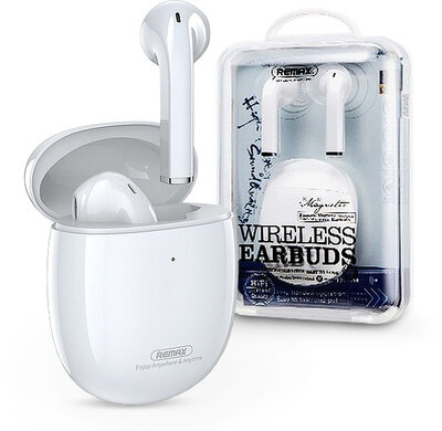 Remax Bluetooth sztereó TWS headset v5.0 + töltőtok - Remax TWS-23 Magnetic Wireless Earbuds - white