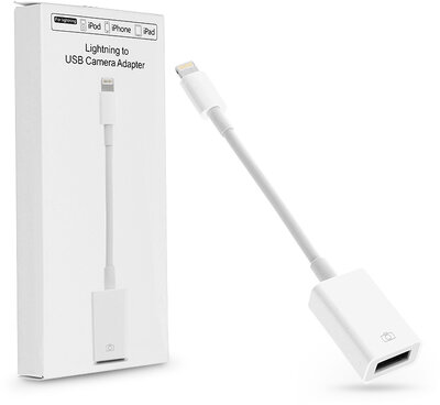 Utángyártott OTG adapter Lightning - USB-A csatlakozóval - fehér